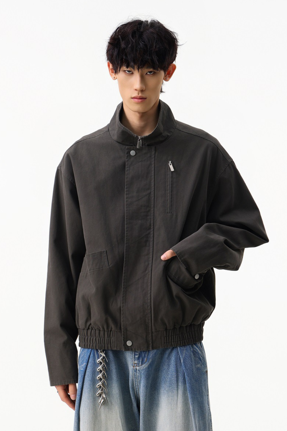 Structured Cotton Zip Jacket
