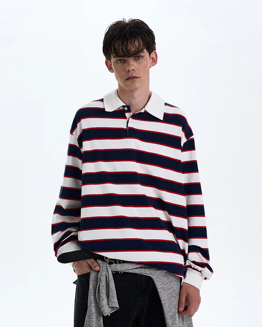 THE LONG SLEEVE STRIPED POLO №3 (10-DAY PRE-ORDER)