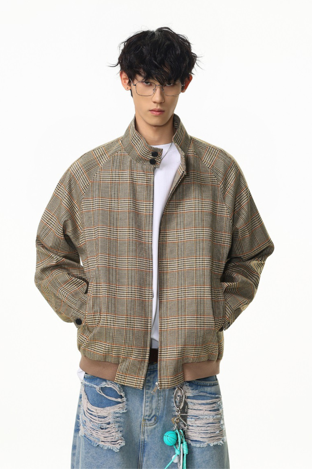 Signature Checkered Zip Jacket