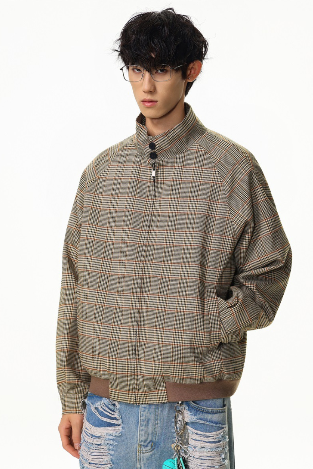 Signature Checkered Zip Jacket