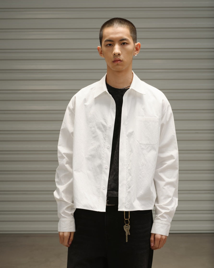 Boxy Cropped Cotton Poplin Shirt