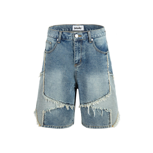 FRACTURE DISTRESSED DENIM JORTS