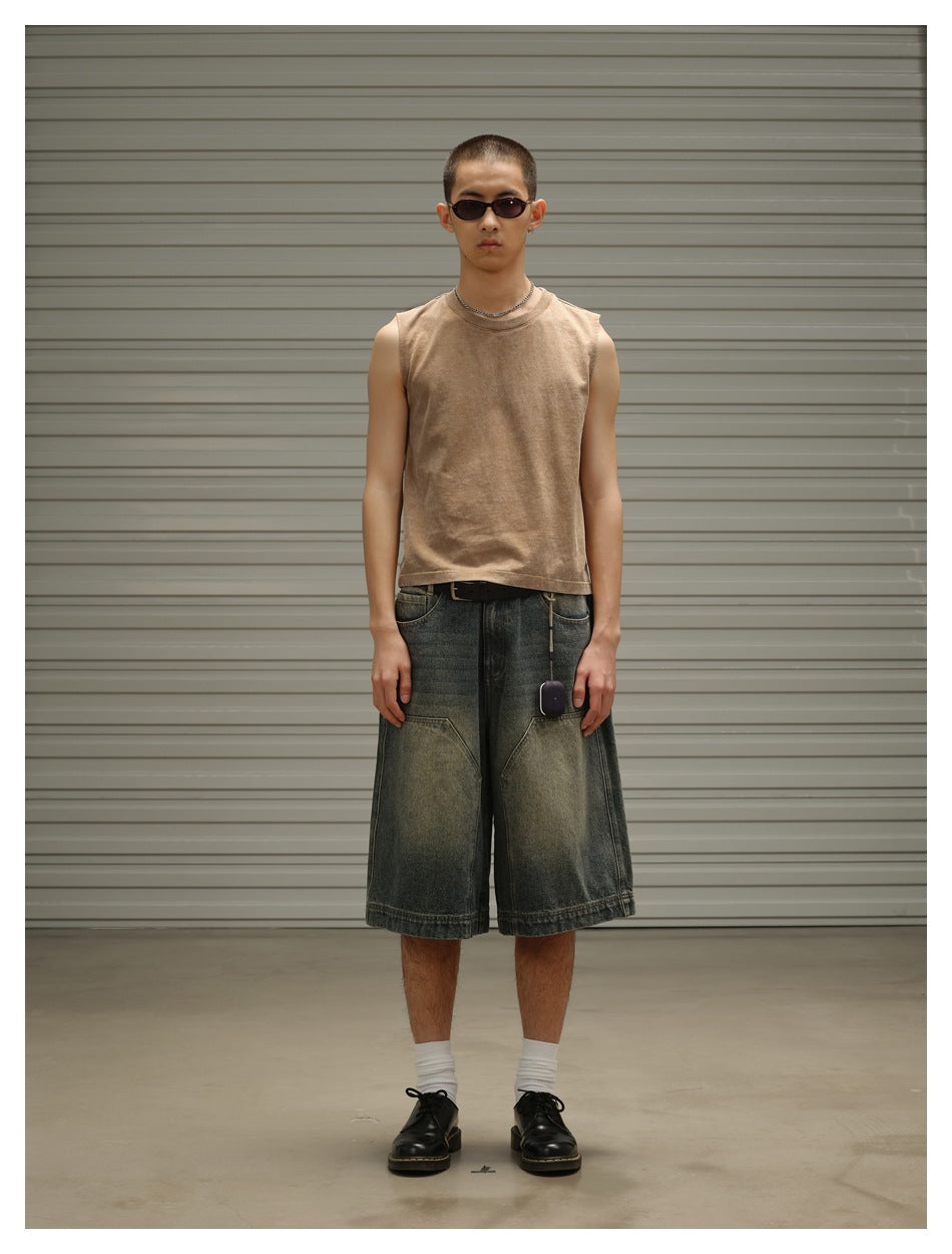 Oversized Denim Jorts Dark Wash Wide Fit