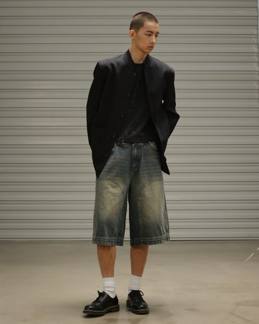 Oversized Denim Jorts Dark Wash Wide Fit