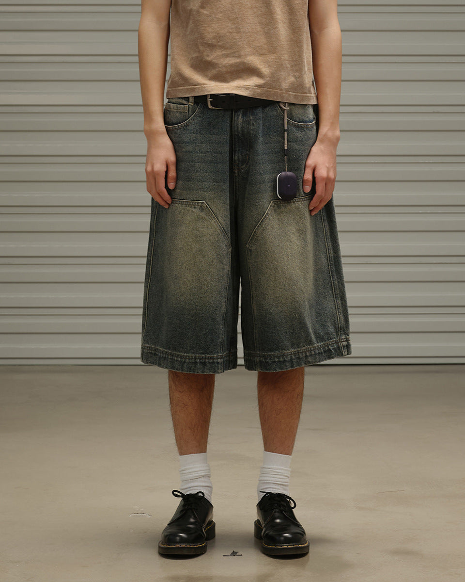 Oversized Denim Jorts Dark Wash Wide Fit