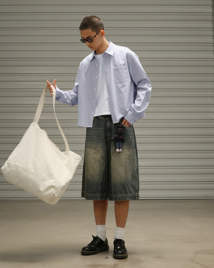 Oversized Denim Jorts Dark Wash Wide Fit