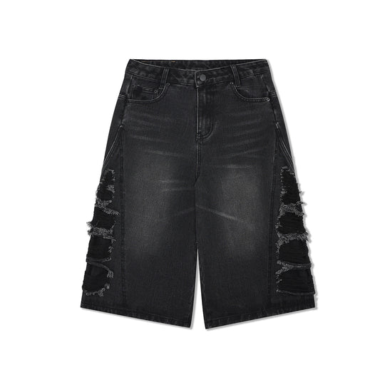 RAVAGE DISTRESSED BLACK JORTS