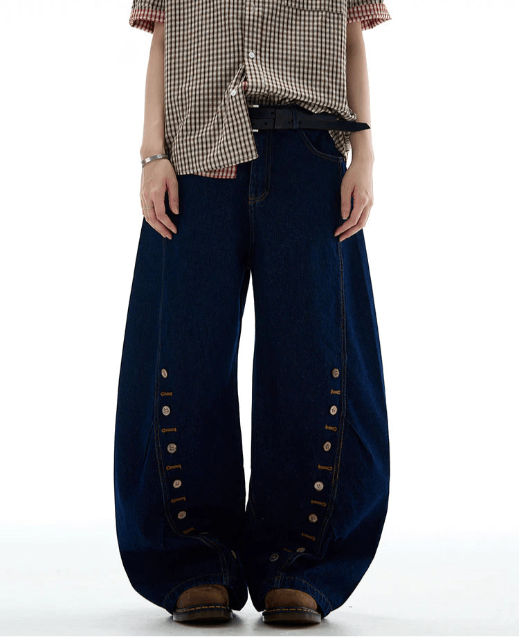 Button - Detail Kai Wide - Leg Jeans - Revivo Avenue