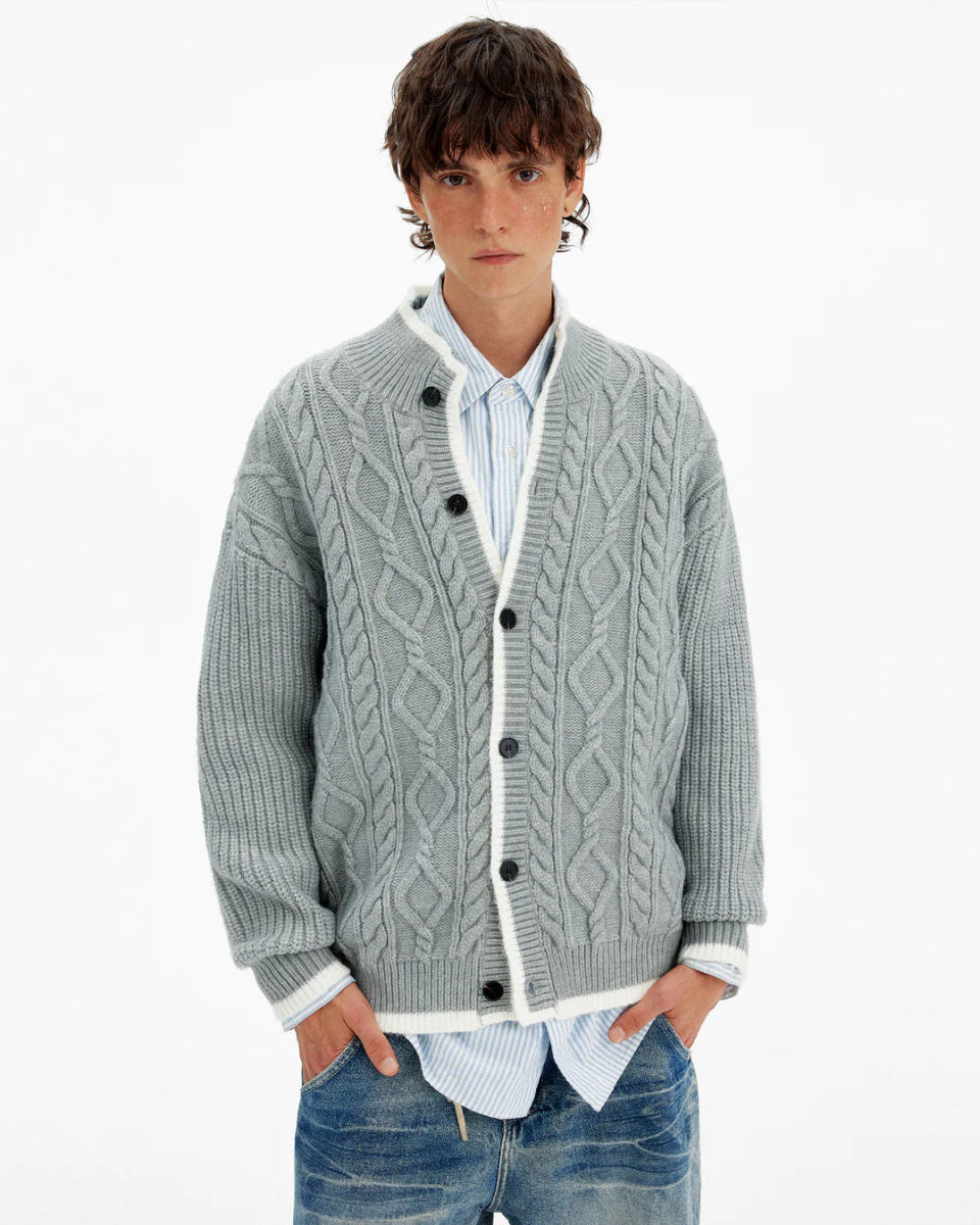 Cable Trim Cardigan - Revivo Avenue