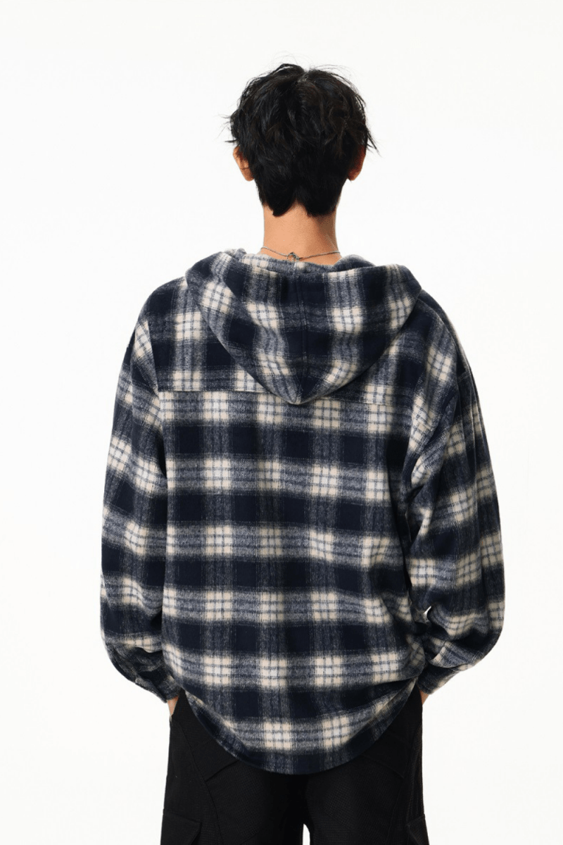 Checked Hooded Overshirt - Revivo Avenue