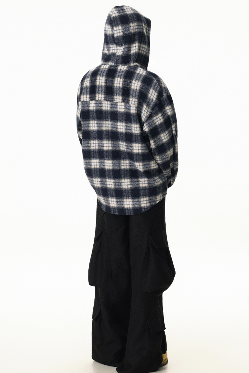Checked Hooded Overshirt - Revivo Avenue