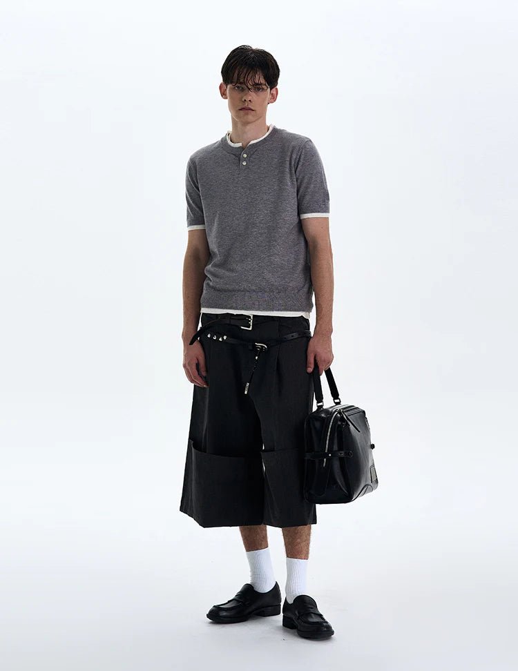 Contrast Trim Henley Tee - Revivo Avenue