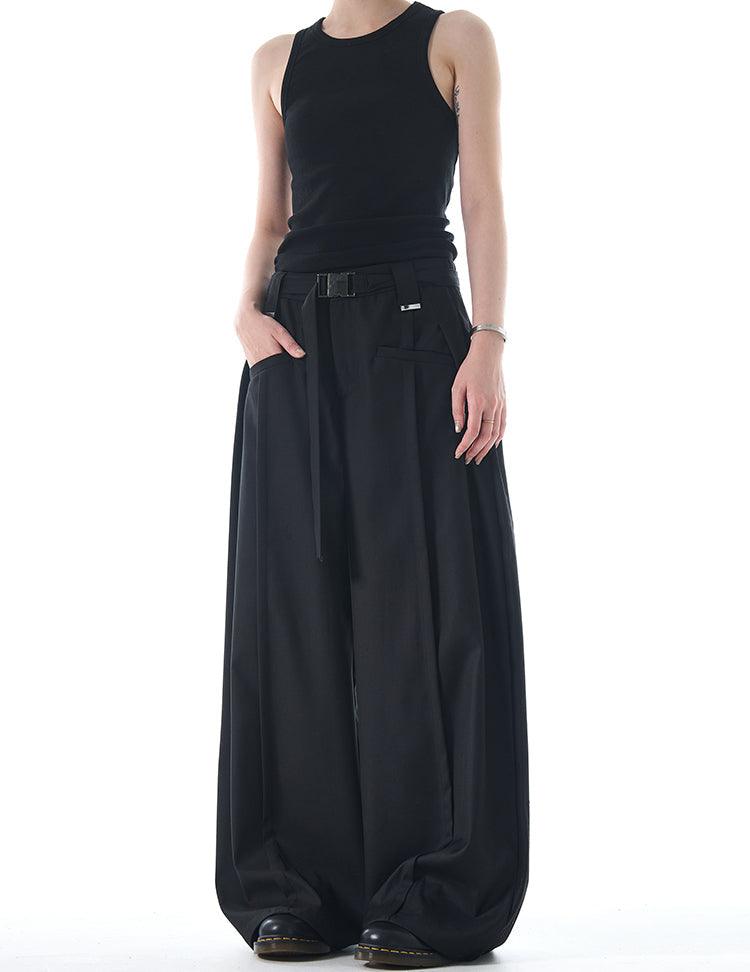 Empire Waist Belted Pants - Revivo Avenue