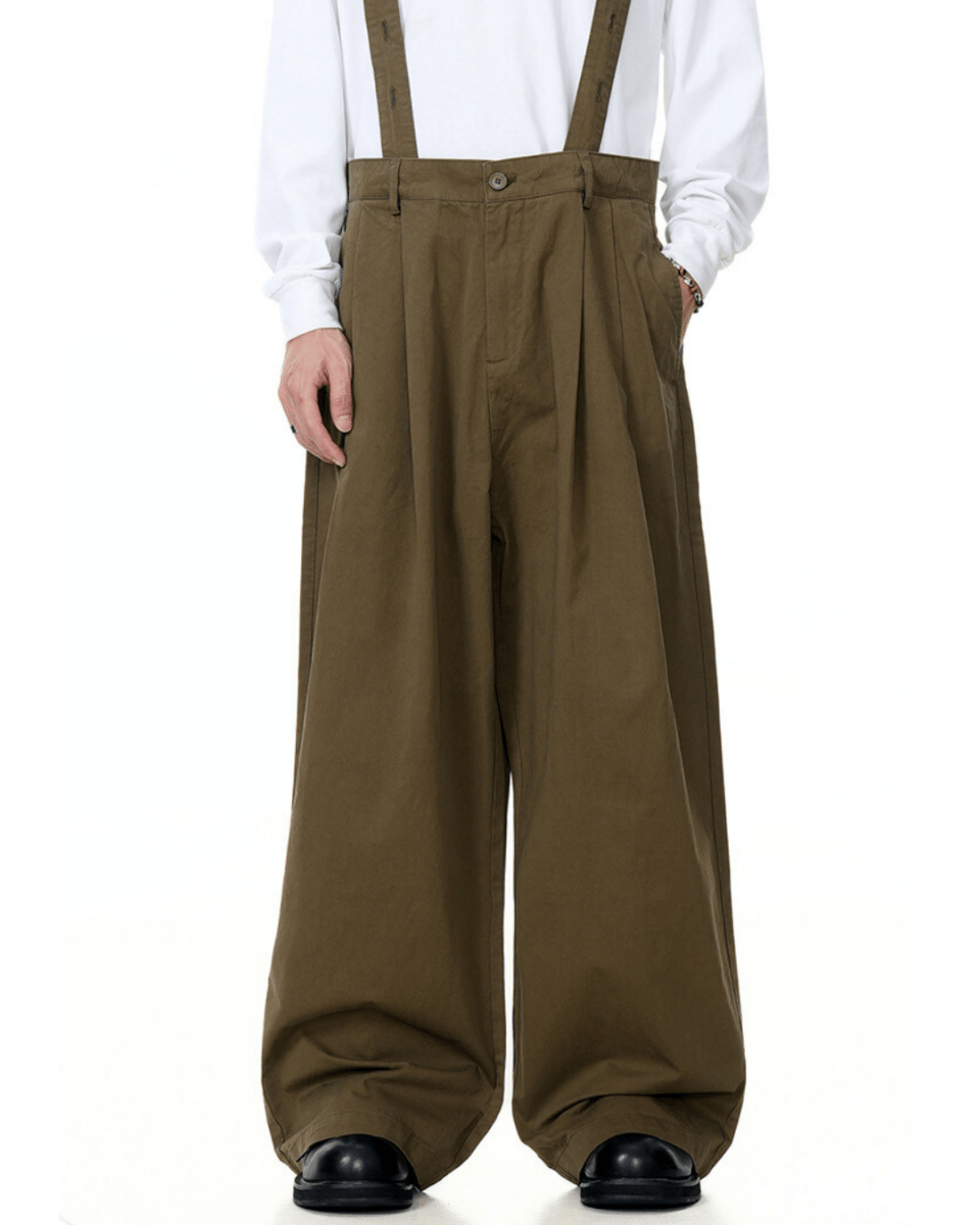 Geneva Suspender Pleated Pants - Revivo Avenue