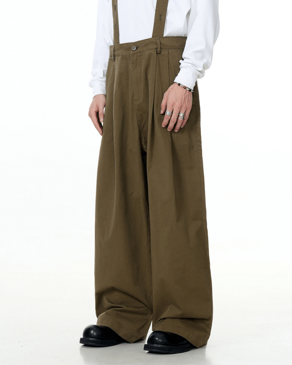 Geneva Suspender Pleated Pants - Revivo Avenue