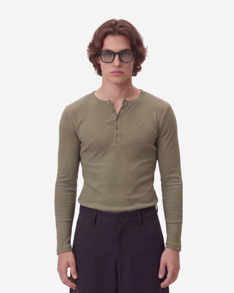Black Cherry Fine Rib Henley - Stylish and Comfortable Top