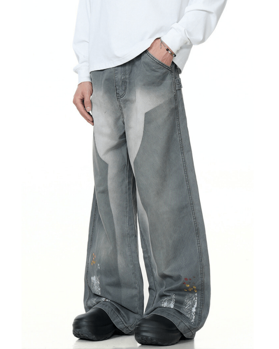 Kyoto Paint - Stain Wide Jeans - Revivo Avenue