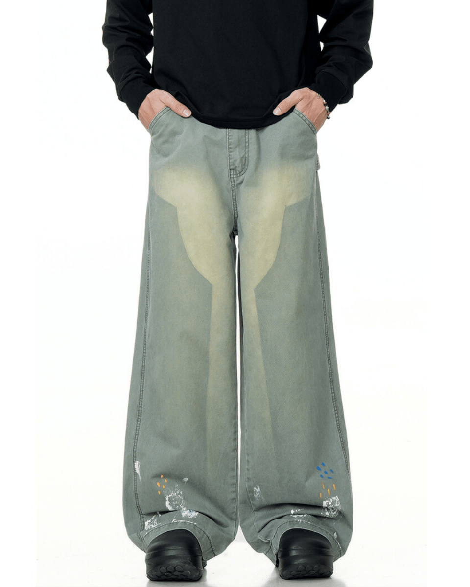 Kyoto Paint - Stain Wide Jeans - Revivo Avenue