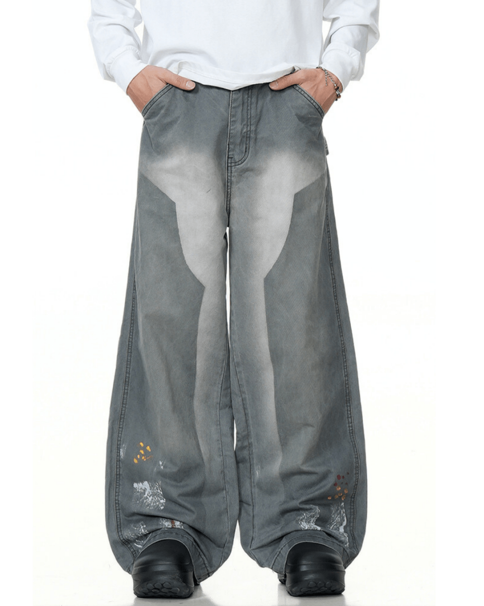Kyoto Paint - Stain Wide Jeans - Revivo Avenue