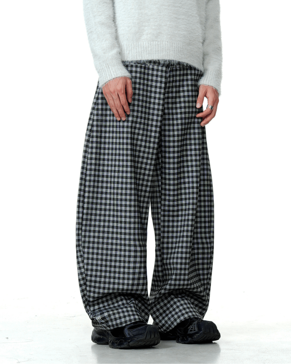 Lisbon Ink Grid Wide Pants - Revivo Avenue