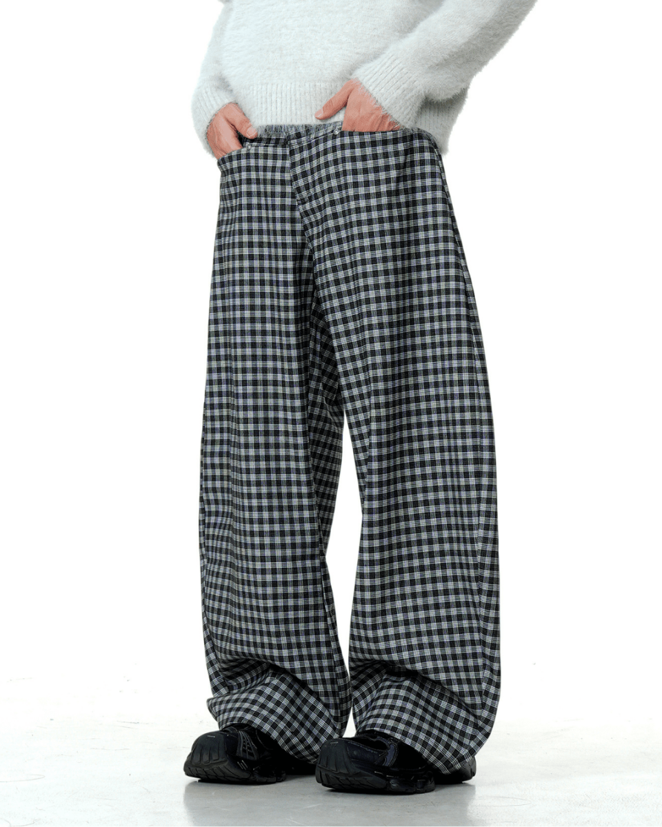 Lisbon Ink Grid Wide Pants - Revivo Avenue