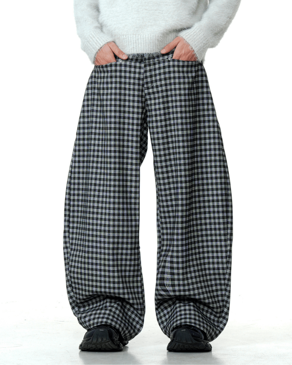Lisbon Ink Grid Wide Pants - Revivo Avenue