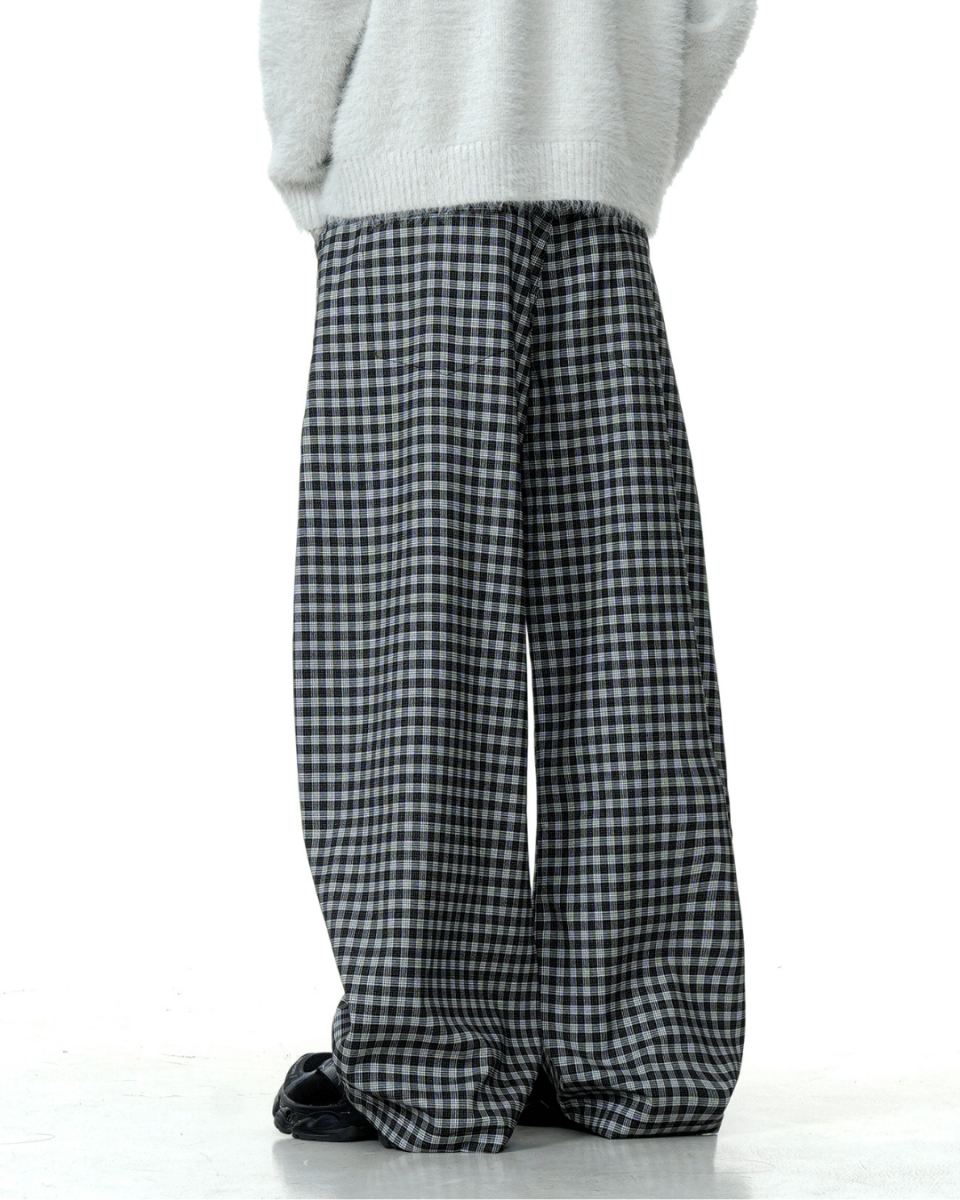 Lisbon Ink Grid Wide Pants - Revivo Avenue