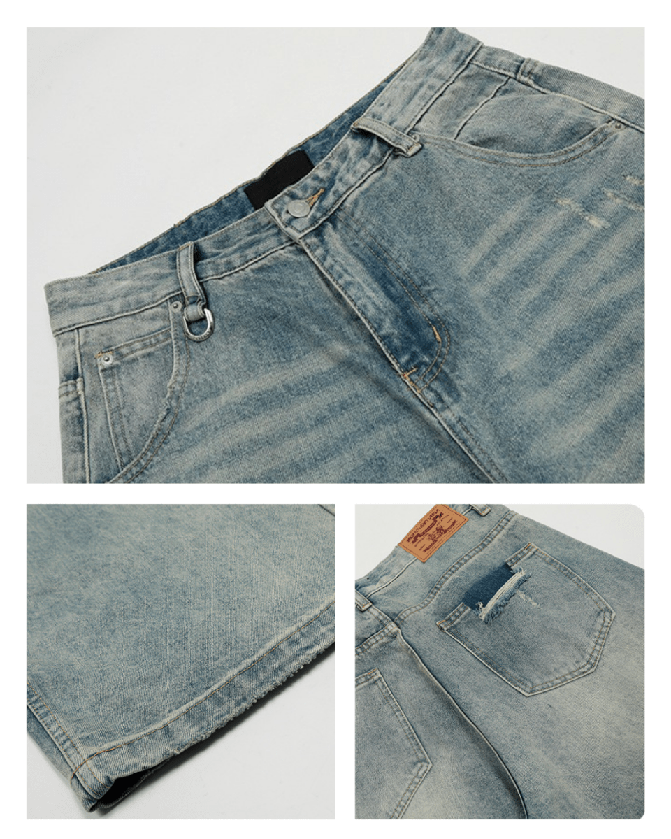 Manhattan Ridged Fade Blue Wide Jeans - Revivo Avenue