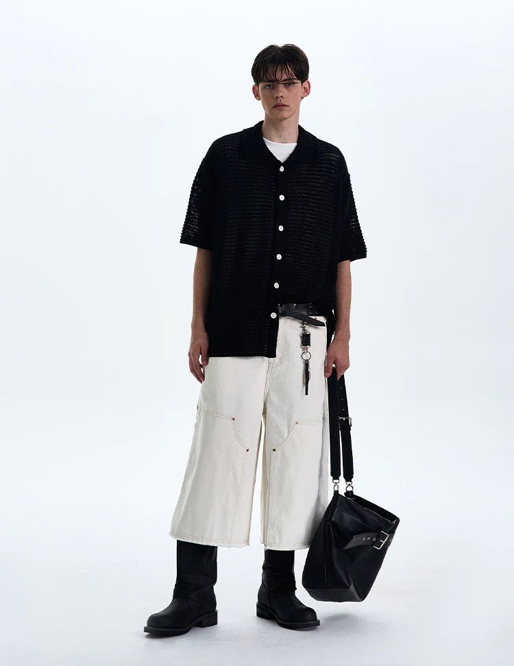Open Knit Button Polo - Revivo Avenue