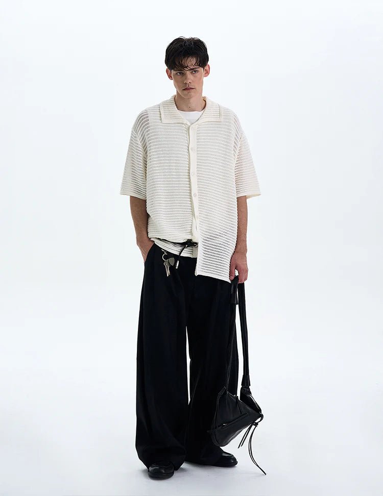 Open Knit Button Polo - Revivo Avenue