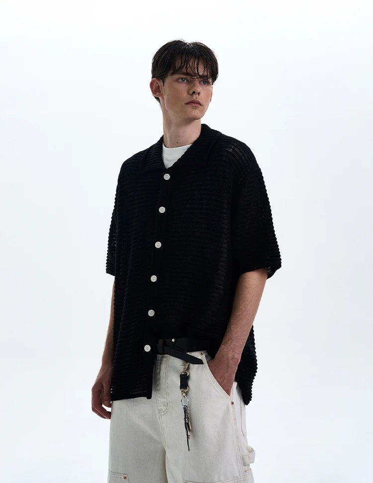 Open Knit Button Polo - Revivo Avenue