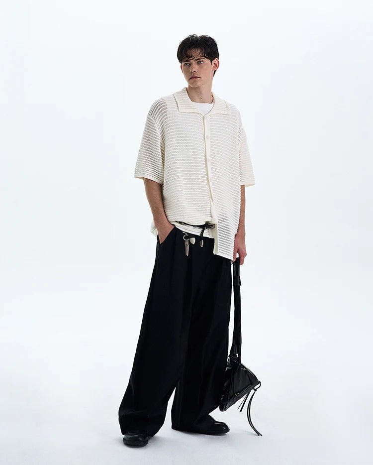 Open Knit Button Polo - Revivo Avenue