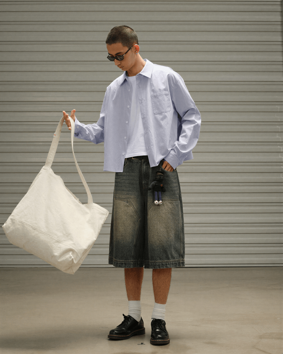 Ouswe Boxy Cropped Cotton Poplin Shirt - Revivo Avenue