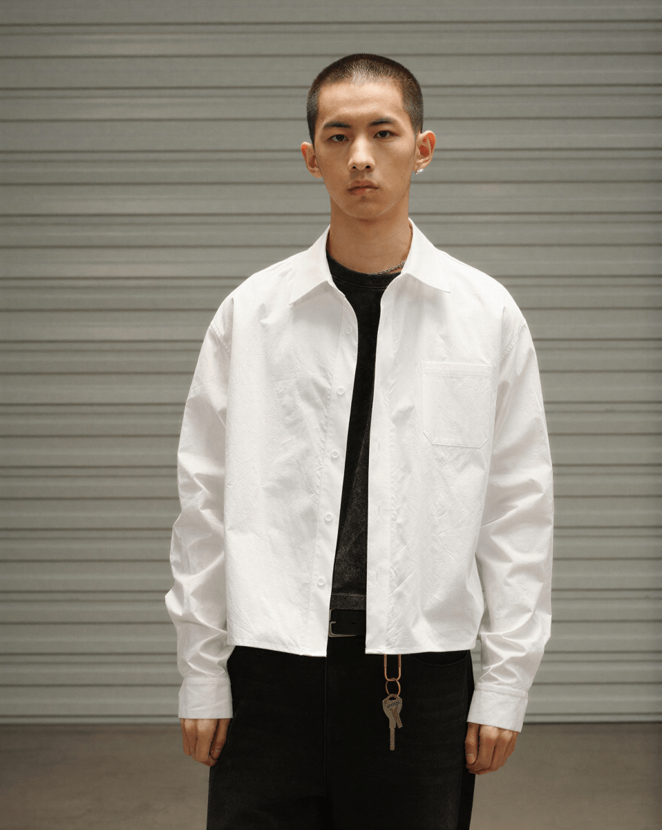 Ouswe Boxy Cropped Cotton Poplin Shirt - Revivo Avenue