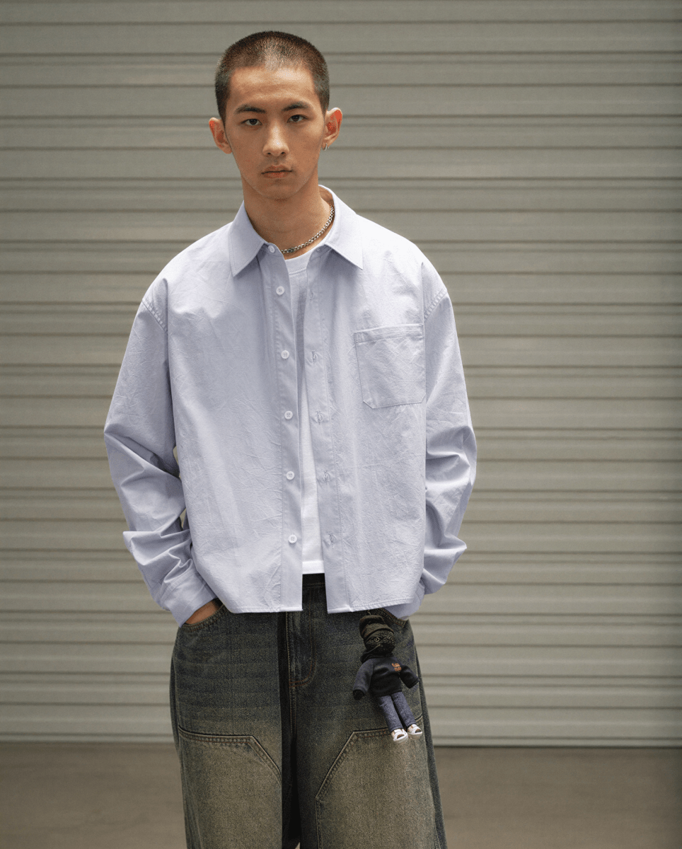 Ouswe Boxy Cropped Cotton Poplin Shirt - Revivo Avenue