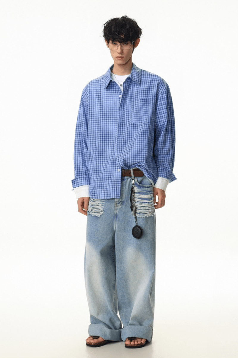 Relaxed Fit Checkered Button - Up Shirt - Revivo Avenue