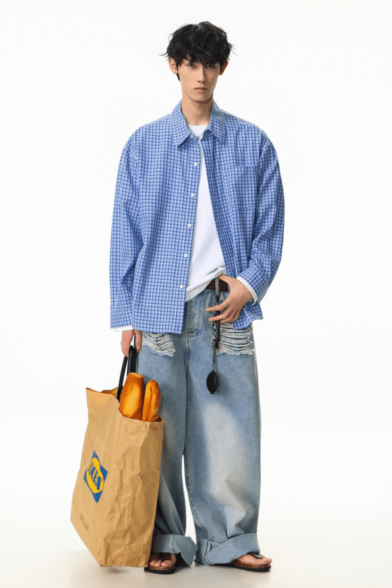 Relaxed Fit Checkered Button - Up Shirt - Revivo Avenue