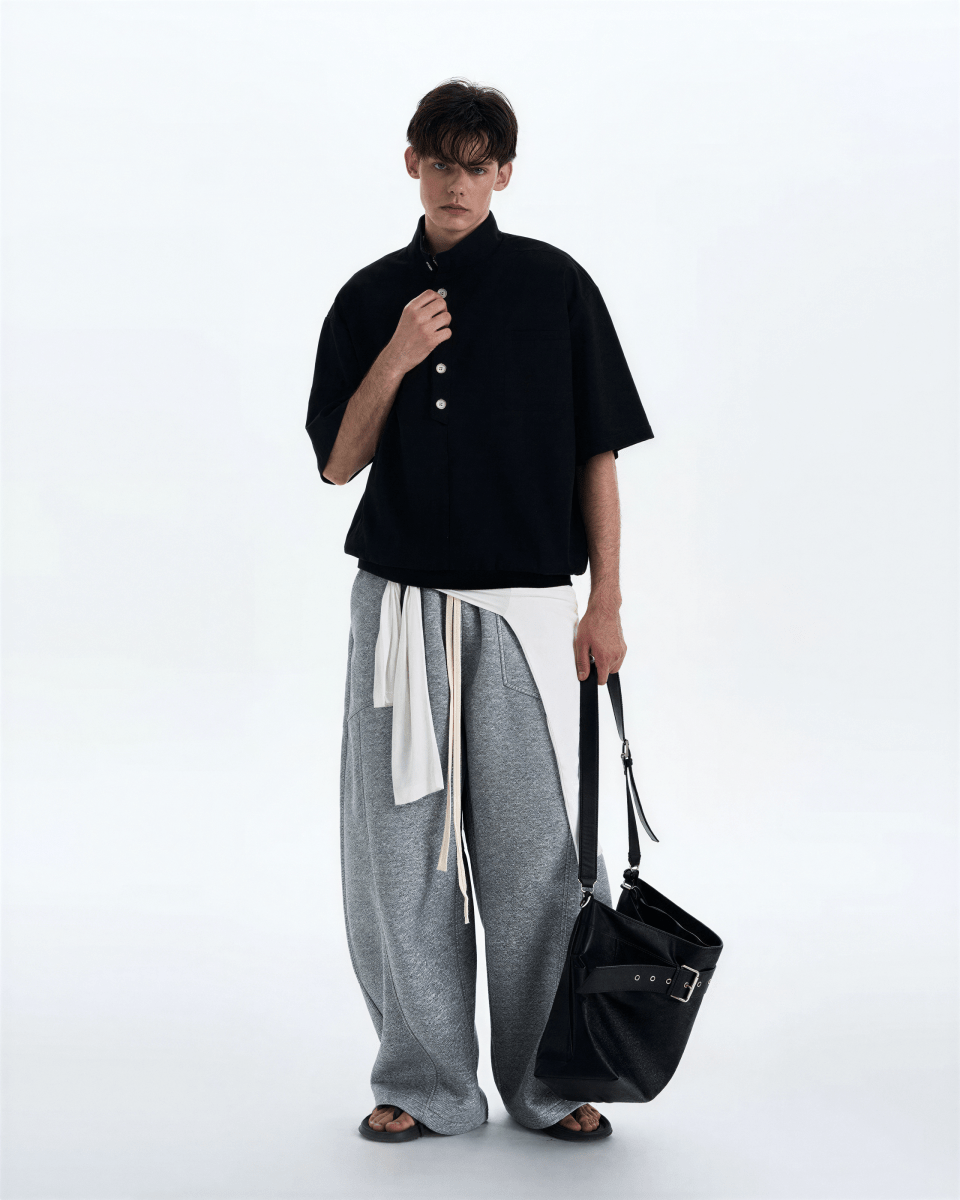 Stand Collar Short Sleeve Shirt - Revivo Avenue