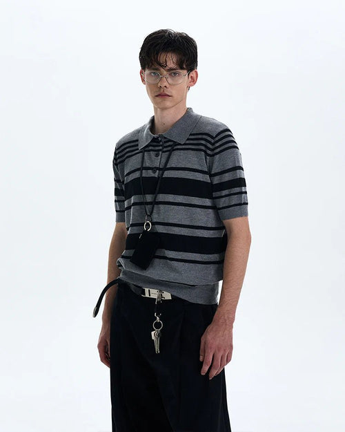 Striped Knit Polo - Revivo Avenue