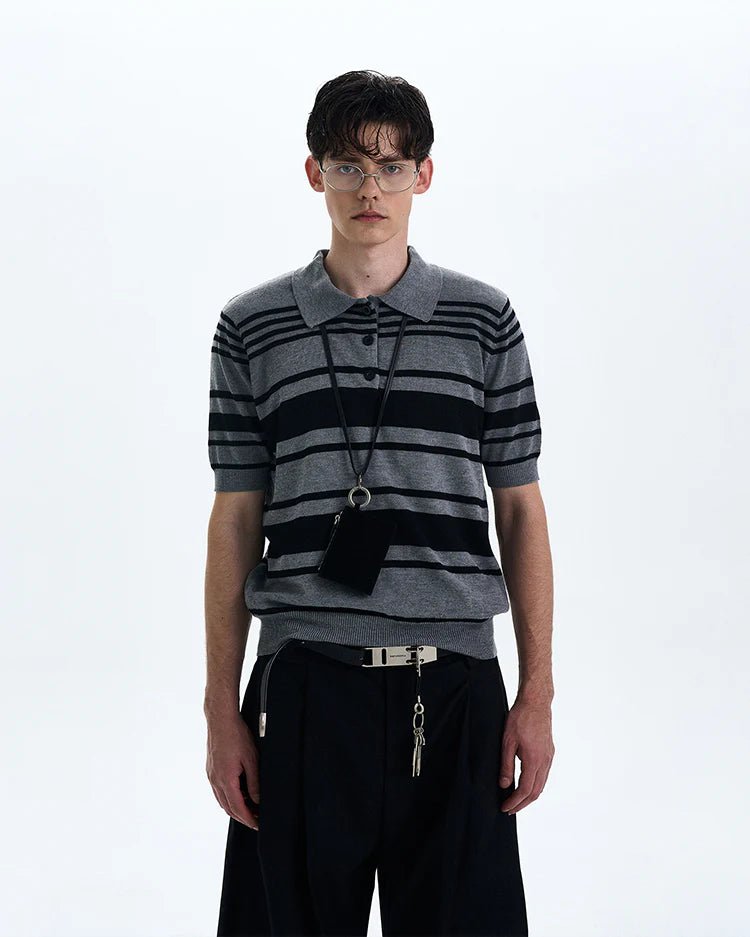 Striped Knit Polo - Revivo Avenue
