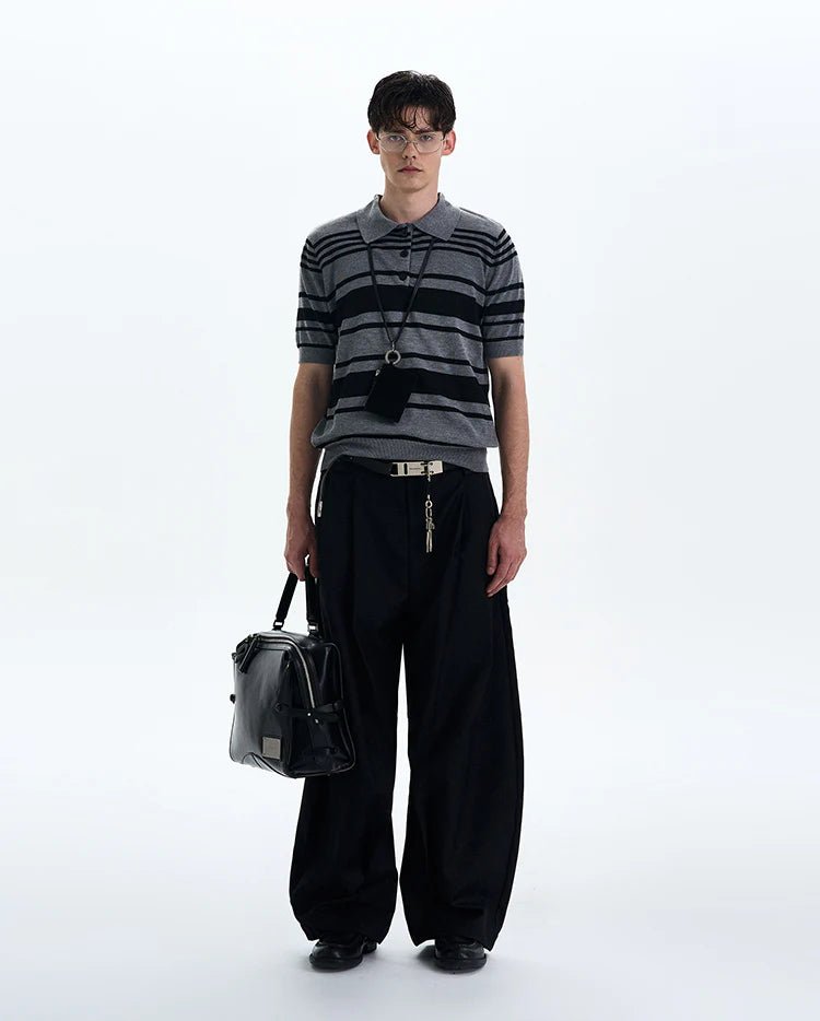 Striped Knit Polo - Revivo Avenue