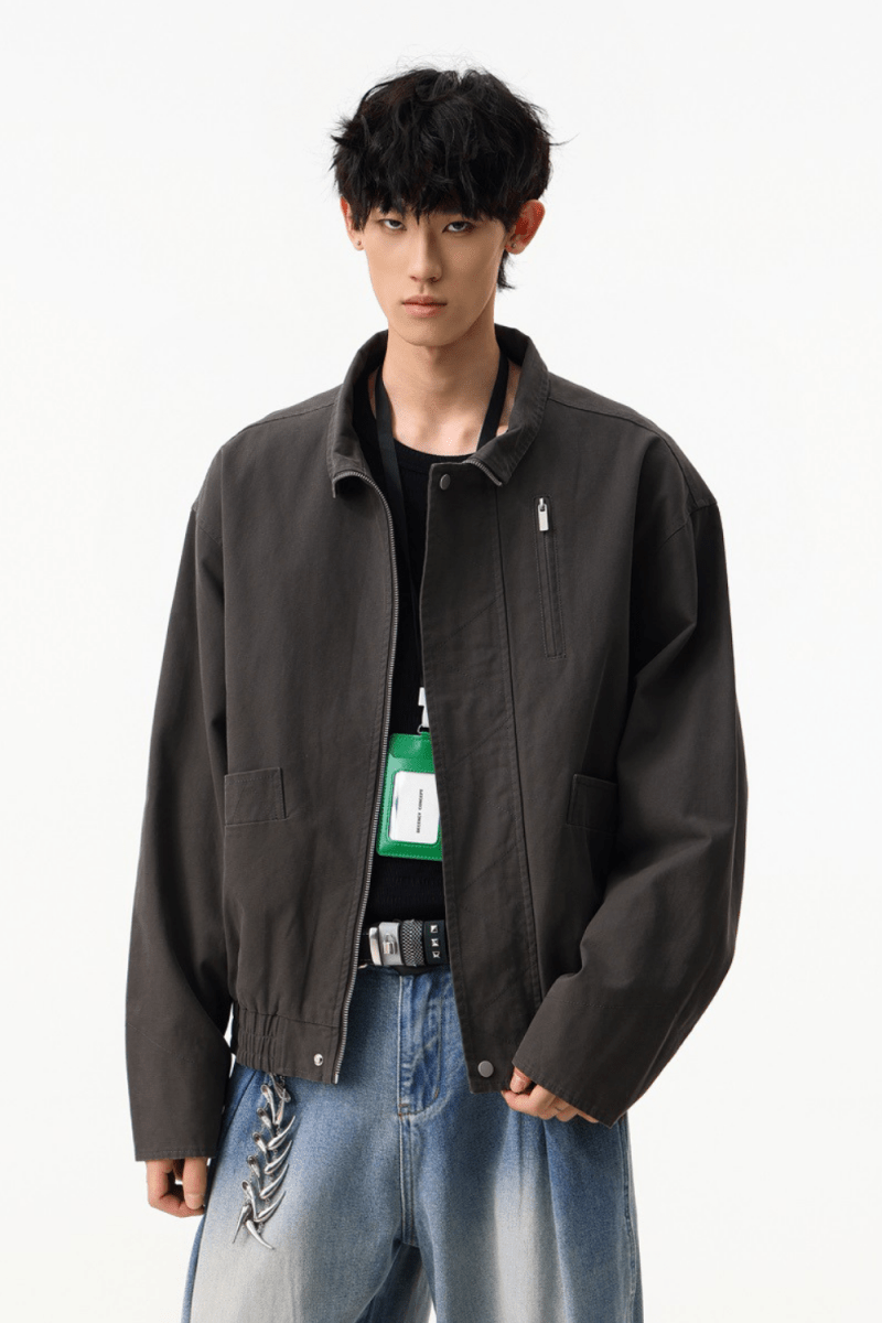 Structured Cotton Zip Jacket - Revivo Avenue