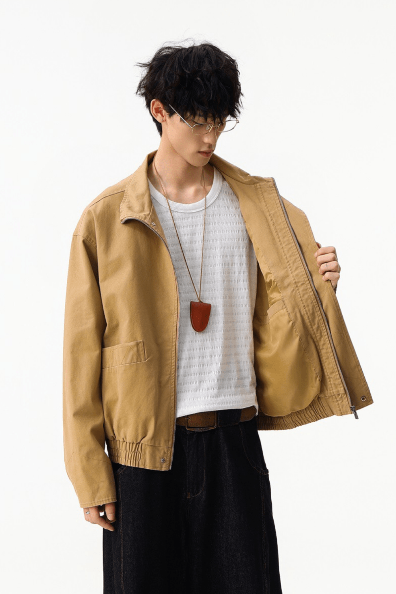 Structured Cotton Zip Jacket - Revivo Avenue