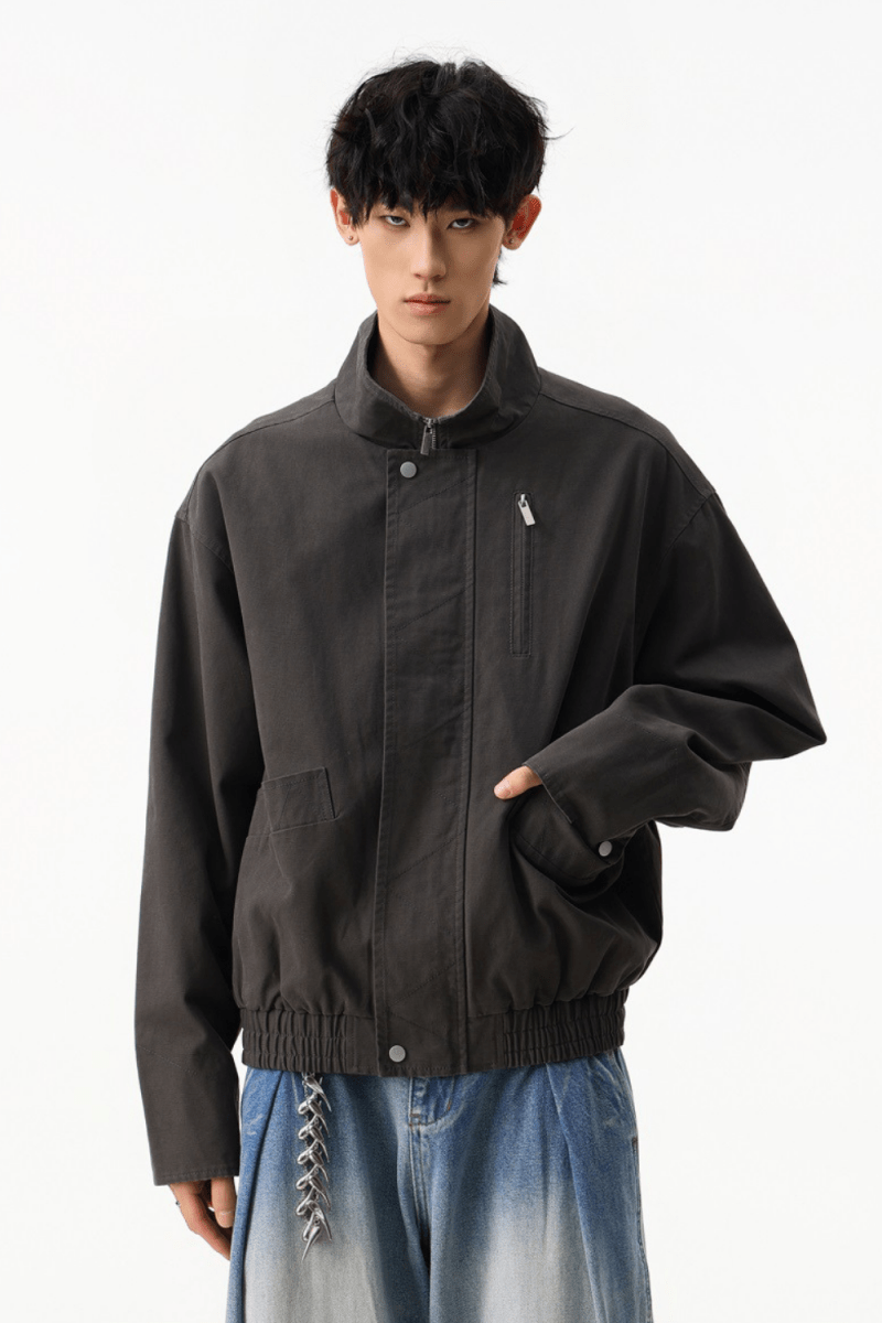 Structured Cotton Zip Jacket - Revivo Avenue