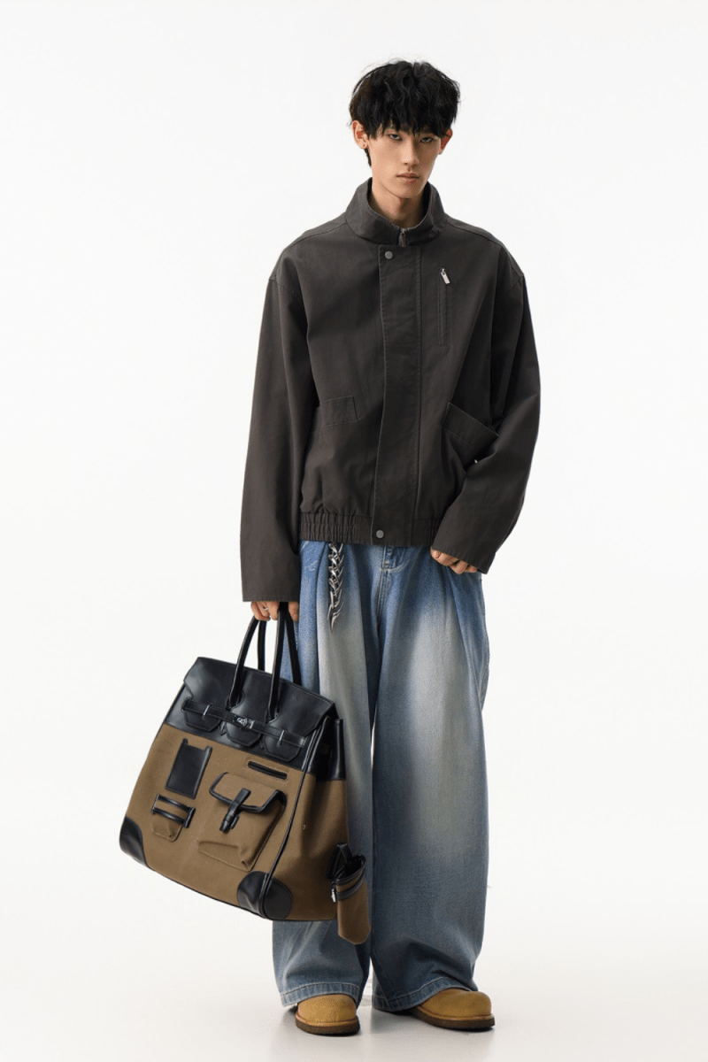 Structured Cotton Zip Jacket - Revivo Avenue