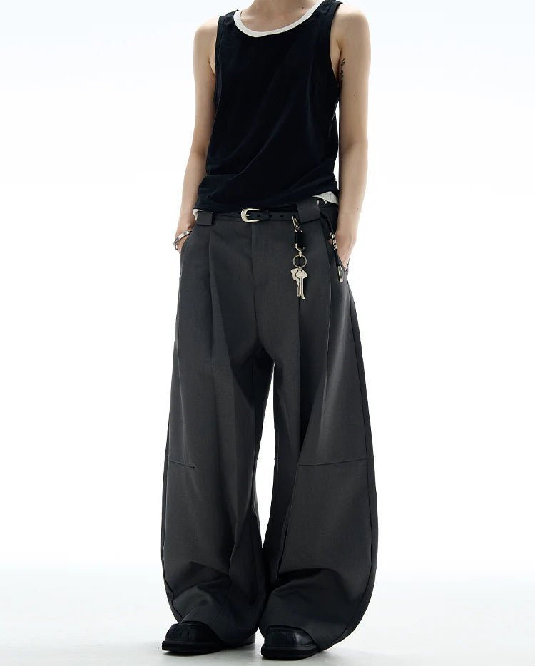 Wide Pleated Suit Pants - Revivo Avenue